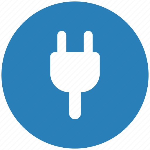 Blue, electrical, electricity, plug, round icon - Download on Iconfinder