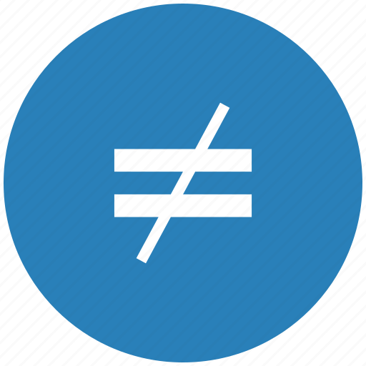 Blue, equal, function, math, not, round icon - Download on Iconfinder