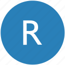 keyboard, latin, letter, r, round, text, uppercase
