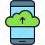 app, cloud, drive, mobile, phone, storage, upload 