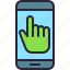 app, finger, hand, mobile, phone, screen, touch 