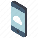 cloud, function, functions, iso, isometric, mobile, smart phone 