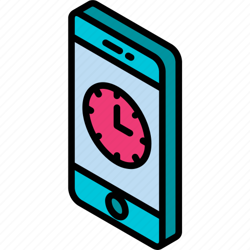 Clock, device, function, iso, isometric, smartphone icon - Download on Iconfinder
