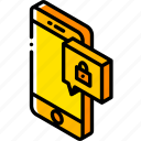 device, function, iso, isometric, locked, message, smartphone