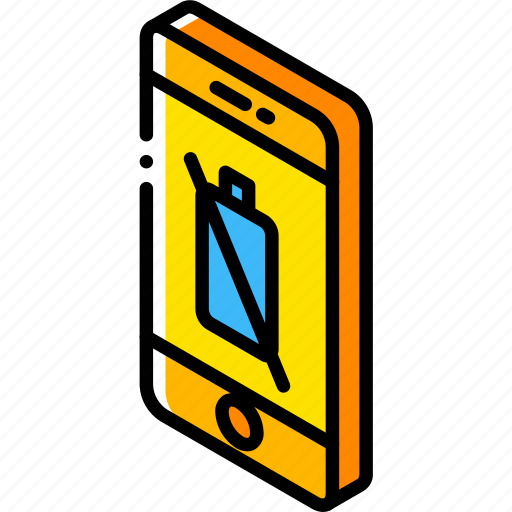 Battery, dead, device, function, iso, isometric, smartphone icon - Download on Iconfinder