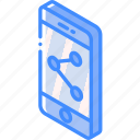 device, function, iso, isometric, share, smartphone