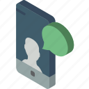 device, function, iso, isometric, message, profile, smartphone 
