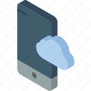 cloud, device, function, iso, isometric, smartphone