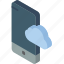 cloud, device, function, iso, isometric, smartphone 