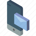 device, function, iso, isometric, mail, smartphone 