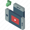 device, function, iso, isometric, rotate, smartphone, video