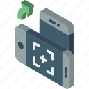 device, function, iso, isometric, picture, rotate, smartphone