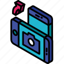 camera, device, function, iso, isometric, rotate, smartphone
