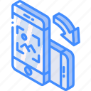 device, function, iso, isometric, picture, rotate, smartphone