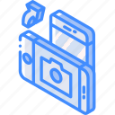 camera, device, function, iso, isometric, rotate, smartphone 