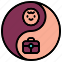 yin, yang, balance, mom, boss, mother, working, business, baby