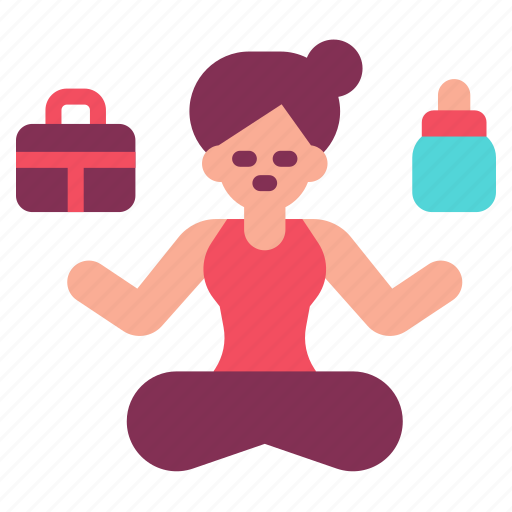 Mom, woman, mother, working, balance, meditation, boss icon - Download on Iconfinder