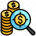 money, analysis, business, finance, coin, magnifying, glass