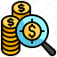 money, analysis, business, finance, coin, magnifying, glass 