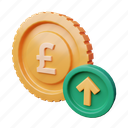 currency, increase, pound, up, arrow, coin 