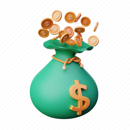 Currency, money, bag, coin, finance, dollar 3D illustration - Download on Iconfinder