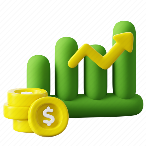 Profit, money, finance, business, growth, investment, financial 3D illustration - Download on Iconfinder