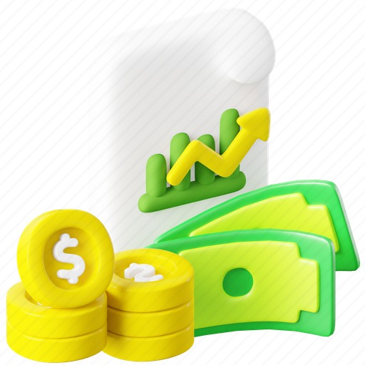 Profit, money, finance, business, growth, investment, financial 3D illustration - Download on Iconfinder