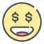 cash, dollar, emoji, emoticon, finance, money, smile 