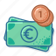 eur, coin, one, money, cash 