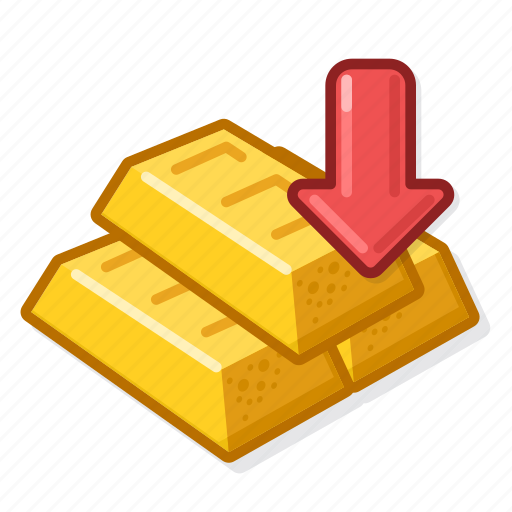Gold, bar, down, cartoon, draw icon - Download on Iconfinder