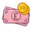 pound, coin, ten, banknote, cash, money 