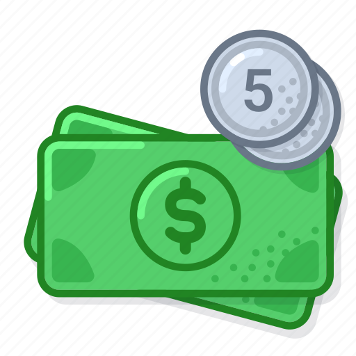 Usd, coin, five, banknote, cash, money icon - Download on Iconfinder