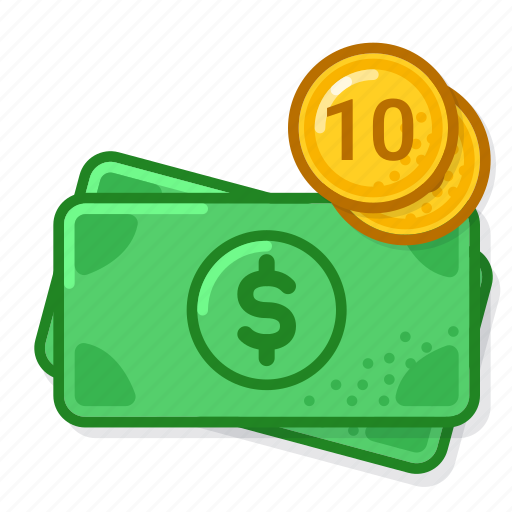 Usd, coin, ten, banknote, cash, money icon - Download on Iconfinder
