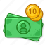 usd, avatar, coin, ten, banknote, cash, money 