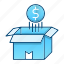 box, coin, float, money, opened, over 