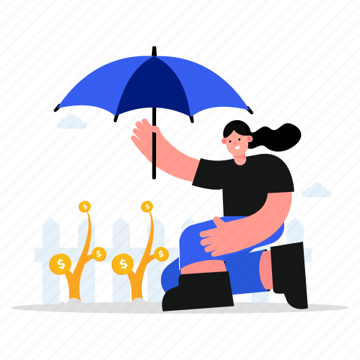 Financial, invesment protection, umbrella, money, growth, protection illustration - Download on Iconfinder