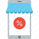 commerce, discount, mobile, online, percent, phone, shop, store 