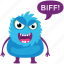 fluffy monster, furry monster, game character, monster emoji, monster screaming 