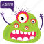 argus panoptes, cartoon character, monster growling, monster with multiple eyes, scary monster 