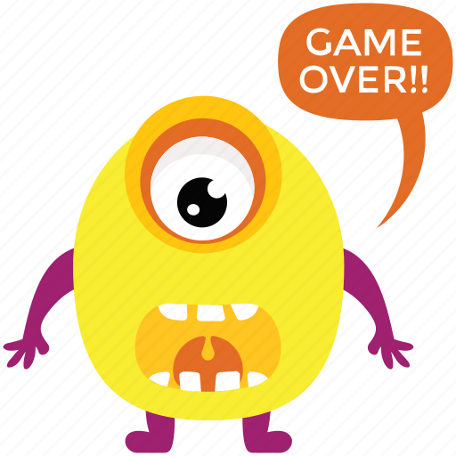 Cartoon monster, cyclops, game over, monster screaming, spooky cartoon icon - Download on Iconfinder