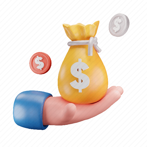 Hands, money, bag, money bag, currency 3D illustration - Download on Iconfinder
