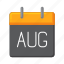 august, date, calendar, schedule 