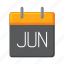 june, date, calendar, schedule 