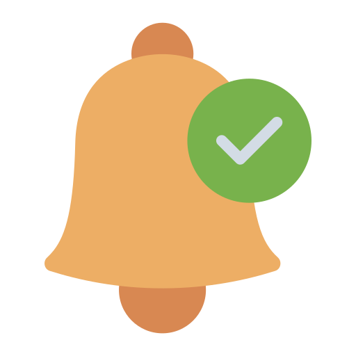 Notification, alarm, ringing, bell, check, reminder, alert icon - Download on Iconfinder