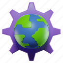 earth, setting, gear, cogwheel, cog, globe, world, configuration 