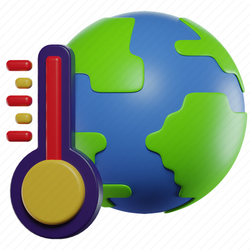 Earth, temperature, climate, weather, hot, thermometer, world 3D illustration - Download on Iconfinder