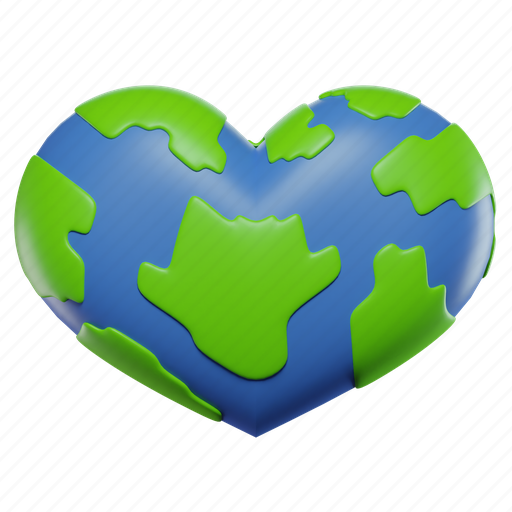 Love, earth, romance, heart, continent, ocean, island 3D illustration - Download on Iconfinder