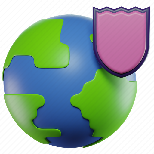 Earth, shield, world, protection, safety, globe, security 3D illustration - Download on Iconfinder