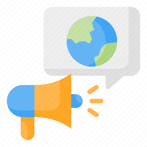 Campaign, megaphone, loudspaker, chat bubble, earth, ecology, environment icon - Download on Iconfinder
