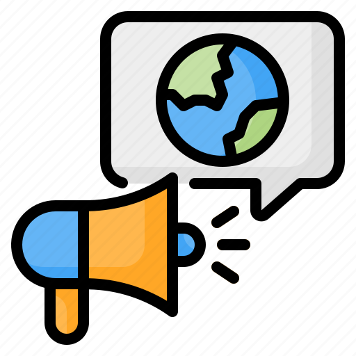 Campaign, megaphone, loudspaker, chat bubble, earth, ecology, environment icon - Download on Iconfinder